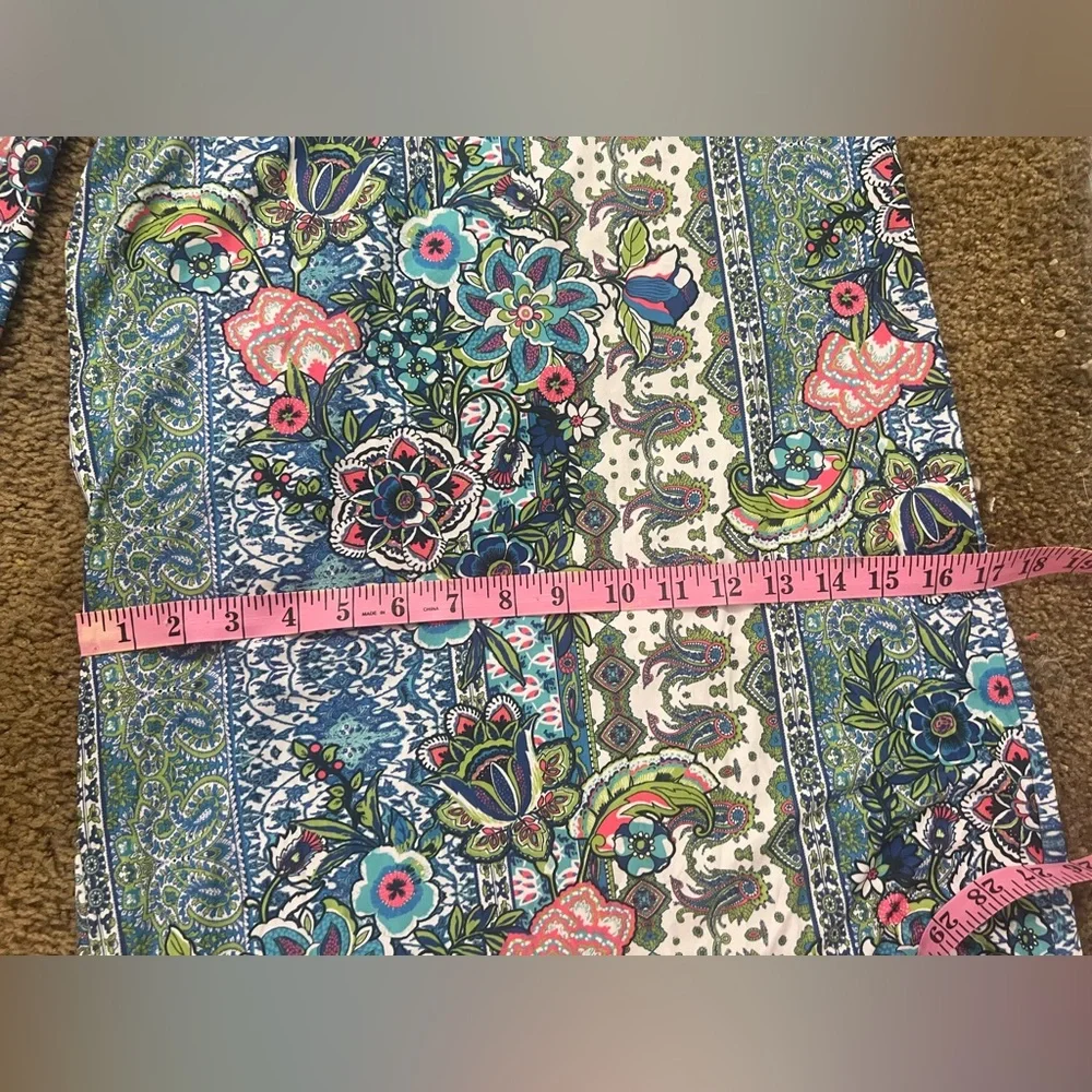 New / ONE WORLD Blue and Pink Patterned Wide-Leg Pants Plus Size 3X - Picture 10 of 11